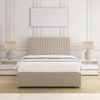 BSSPOKE Brooke Divan Bed Set Plush Velvet 24 Headboard & Mattress No Drawers in Cream | Size: Single