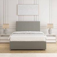 BSSPOKE Brooke Divan Bed Set Plush Velvet 24 Headboard & Mattress No Drawers in Silver | Size: Small Double