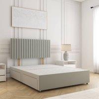 BSSPOKE Brooke Divan Bed Plush 24 Headboard 2Drawers Same Side & No Mattress in Silver | Size: Single