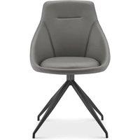 VOGREX Black Office Chair Faux Leather Swivel 360 No Wheels in Grey