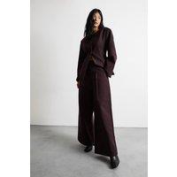 Warehouse Women's The Premium Wide Leg Tailored Trousers in Berry | Size: 16