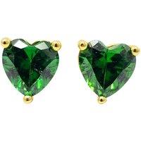 Harfi Women's Emerald Heart May Birthstone Stud Earrings in Gold