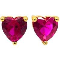 Harfi Women's Ruby Heart July Birthstone Stud Earrings in Gold