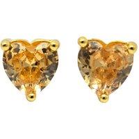 Harfi Women's Citrine Heart November Birthstone Stud Earrings in Gold