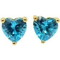 Harfi Women's Blue Topaz Heart December Birthstone Stud Earrings in Gold