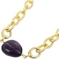 Harfi Women's Amethyst February Birthstone Statement Pendant Necklace in Gold | Size: 16 inches