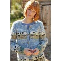 Pachamama Women's Hazy Sheep Cardigan All Wool Soft Chunky Hand Knit in Blue | Size: Medium
