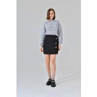 HOXTON GAL Women's Button-Front Mini Skirt in Black | Size: 6