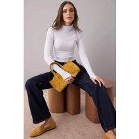 WOVCOR Women's Fitted Turtleneck Knit Blouse with Finger Detail in White | Size: Small