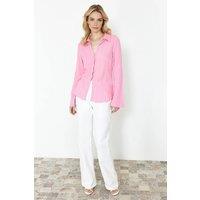 WOVCOR Women's Textured Woven Shirt With Button-Down Front in Pink | Size: 12
