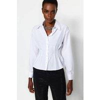 WOVCOR Women's Tailored Shirt With Pin-Tuck Waist Detail in White | Size: 12