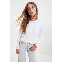 WOVCOR Women's Basic Long Sleeve Crew Neck T-Shirt in White | Size: Small