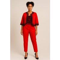 JTAPHRIQUE Women's African Print Embroidered Jumpsuit in Red | Size: 10