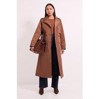 Wallis Women's Principles by Quilted Trench Coat in Brown | Size: 14