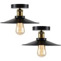 Garwarm 26cm Industrial Aluminum Flush Mount (Set of 2) in Black
