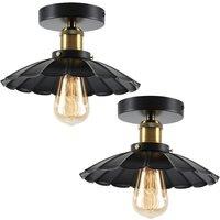 Garwarm Industrial Aluminum Flush Mount Pack of 2 in Black