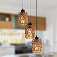 Garwarm 3 - Light Rattan Farmhouse Cluster Pendant Light in Natural