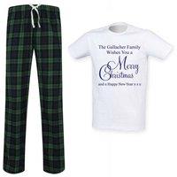 60 SECOND MAKEOVER Men's Personalised Family Christmas Pyjama Set in Green | Size: Small