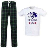 60 SECOND MAKEOVER Men's Dachshund Dad Tartan Trouser Pyjamas Set in Green | Size: Medium