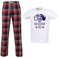 60 SECOND MAKEOVER Men's Dachshund Dad Tartan Trouser Pyjamas Set in Red | Size: Medium