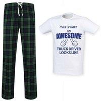 60 SECOND MAKEOVER Men's This Is What An Awesome Truck Driver Looks Like Trouser Pyjamas Set in Green | Size: Small