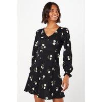 Dorothy Perkins Women's Floral Long Sleeve V Neck Mini Dress | Size: 12