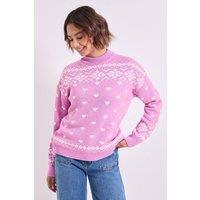 Dorothy Perkins Women's Fairisle Christmas Jumper in Light Pink | Size: Large