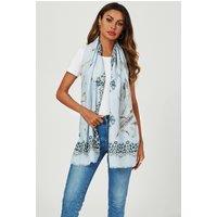 FS Collection Women's Geometric & Feather & Lace Print Scarf In Blue