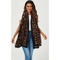 FS Collection Women's Leopard Print Scarf In Brown & Black