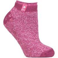 SOCKSHOP Heat Holders Women's 1 Pair 2.3 TOG Patterned & Striped Ankle Slipper Socks in Light Pink | Size: 4-8