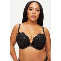 Ann Summers Women's The Icon Fuller Bust DD+ Padded Plunge Black | Size: 44F