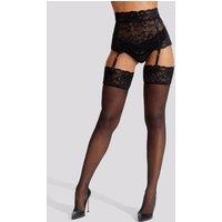 Ann Summers Women's Bow Back Stocking & Suspender Set in Black | Size: Small