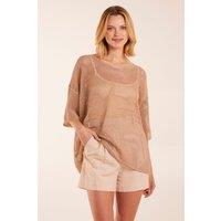 Blue Vanilla Women's V Neck Crochet Top in Gold