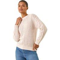 Roman Women's Textured Knit Jumper in Beige | Size: 12