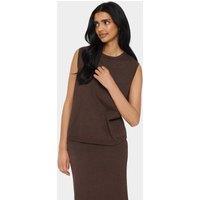 Saint Tropez Women's MilaSZ Sleeveless Knitted Crew Neck Vest in Chocolate | Size: Large