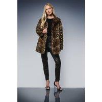 Wallis Women's Petite Leopard Faux Fur Coat | Size: 14