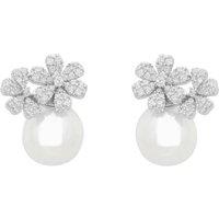 Latelita Women's Bouquet & Pearl Stud Earrings Silver in White