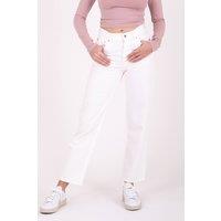 Monkee Genes Women's Straight Leg Denim Jeans in Ecru | Size: 32L