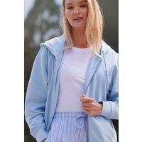 British Boxers Women's Sky Blue Cotton Zip-up Hoodie in Light Blue | Size: Small