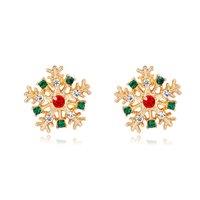 Lovii Women's Gold Snowflake Zircon Stud Earrings in Metallic Gold | Size: 16mm