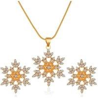Lovii Women's Gold Snowflake Necklace & Earring Set | Size: Standard