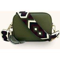 Apatchy London Women's Olive Green Leather Crossbody Bag With Port & Olive Diamond Strap