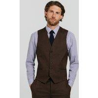 Dobell Men's Brown Twill Waistcoat | Size: Large