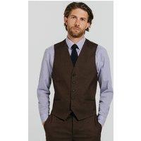 Dobell Men's Brown Twill Waistcoat | Size: XL