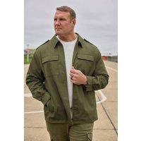 BadRhino Men's Military Zip Through Overshirt in Olive | Size: 5-6XL