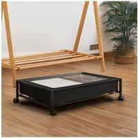 Living and Home Under Bed Steel Storage Organizer Basket Clothes Box with Wheels in Black