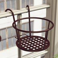 Living and Home Hanging Railing Round Plant Pot Rack Bold Mesh 22cm D in Brown