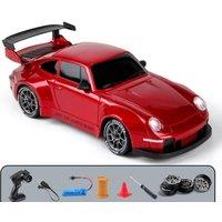 Dyzi Remote Control Drift Car LED Lights High-Speed 4WD Rechargeable Sports Toy in Red