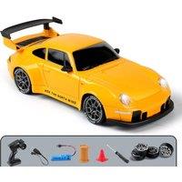Dyzi Remote Control Drift Car LED Lights High-Speed 4WD Rechargeable Sports Toy in Yellow