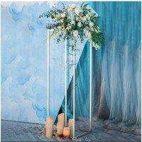 Living and Home 25x25x60cm White Detachable Metal Geometric Flower Stand Wedding Centrepieces Aisle Decor for Ceremony, Gardens & Events
